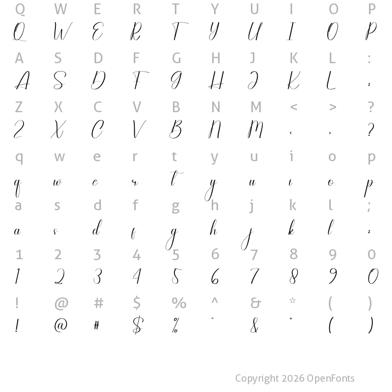 Character Map of Booth Regular