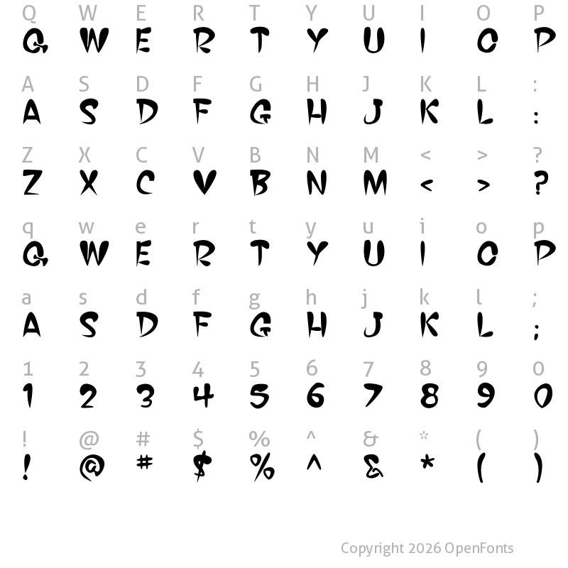 Character Map of BOOZ BOOM Regular