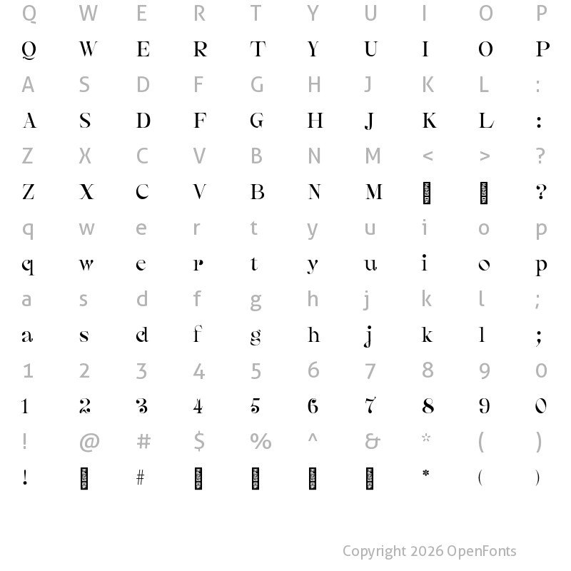 Character Map of booz-uhm Regular