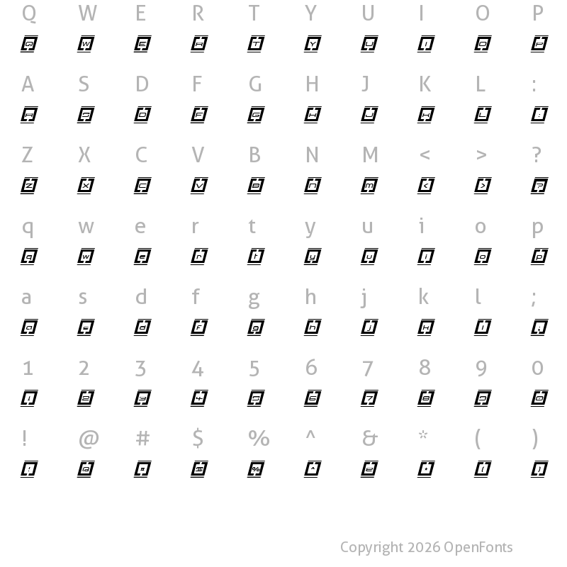 Character Map of Border Base Future Italic Regular
