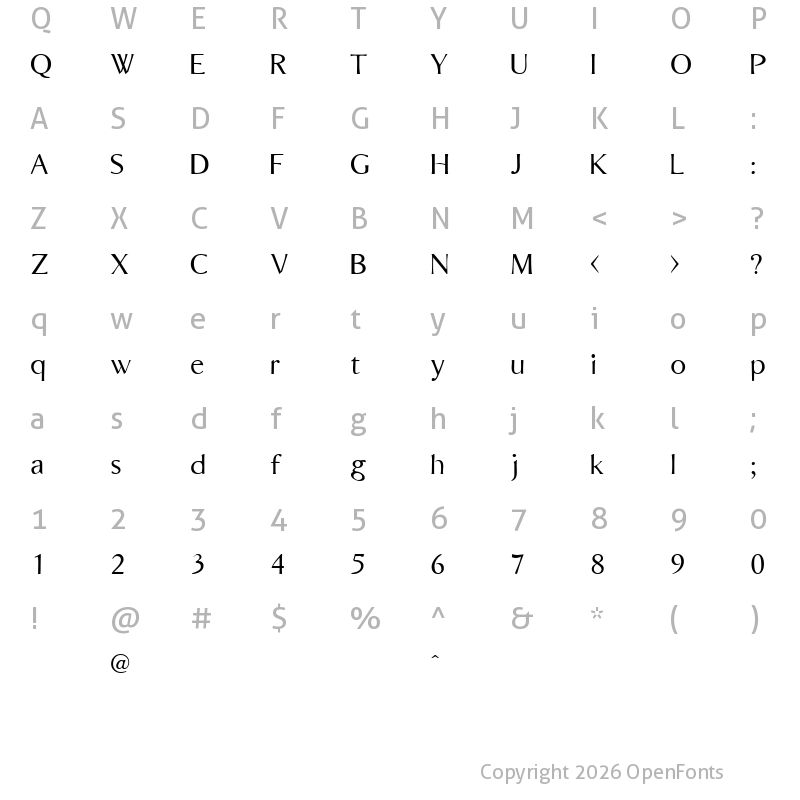 Character Map of Bordini (Unregistered) Regular