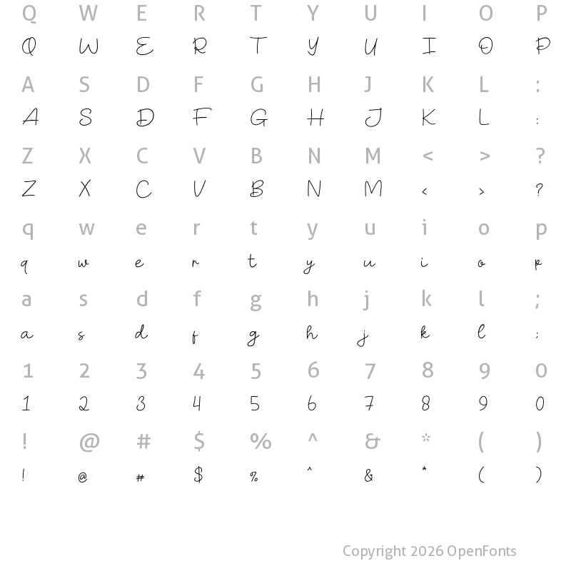 Character Map of Boring Days Regular