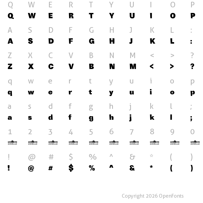 Character Map of Boring Sans B Trial Heavy