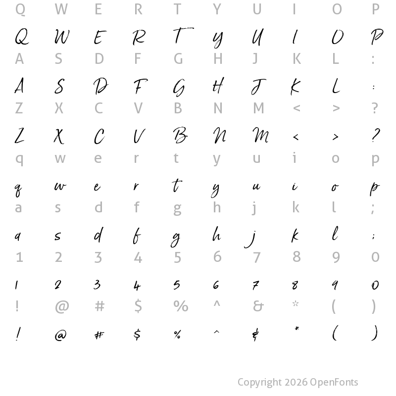 Character Map of Born Ready Slanted Regular