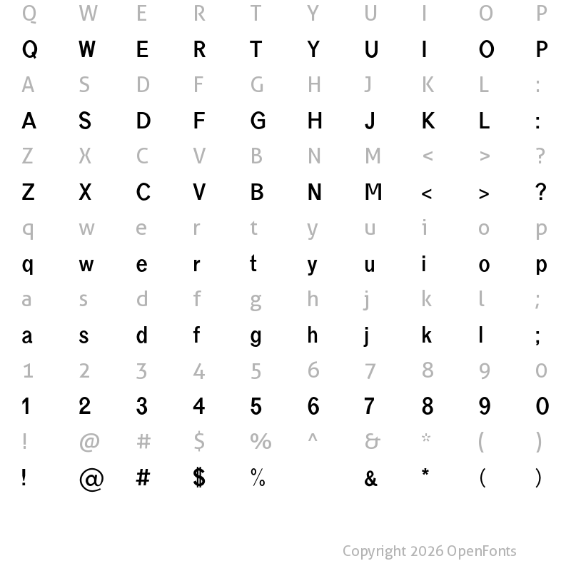 Character Map of borneo Bold