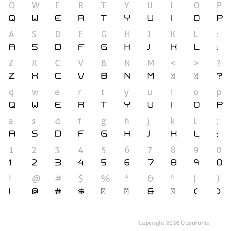 Character Map of BORNEOX Regular