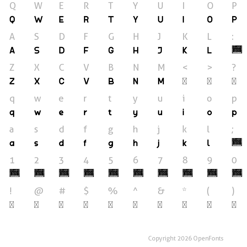 Character Map of Bosan Personal Use