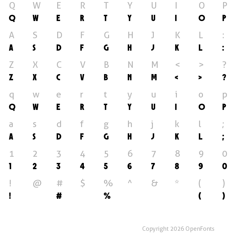 Character Map of Bosten Regular