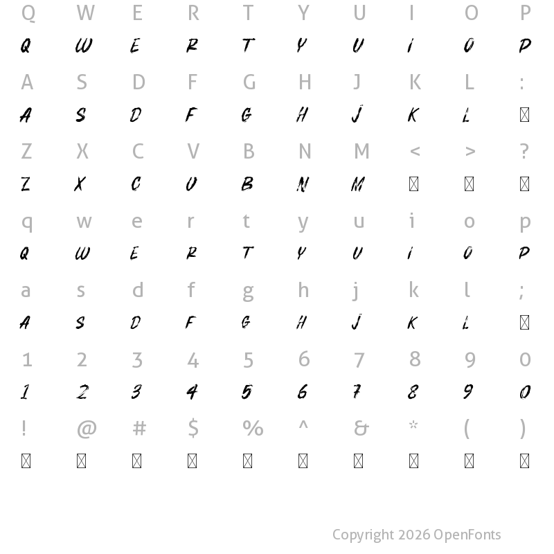 Character Map of BOSTHON BRUSH Regular
