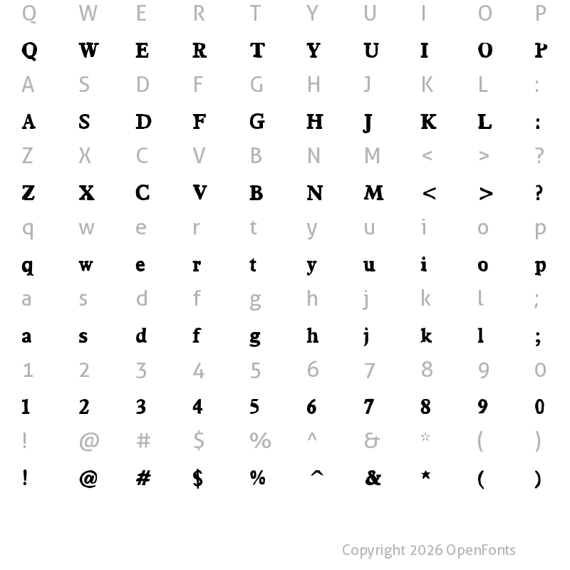 Character Map of Bountiful Bold