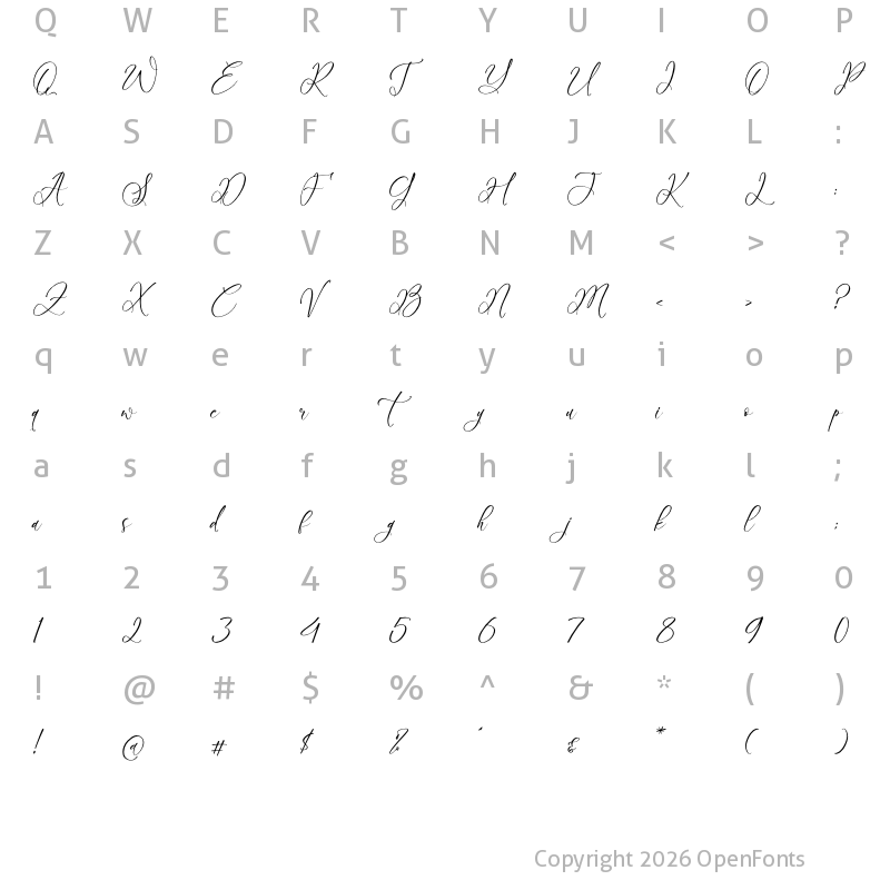 Character Map of Boutiquen Serahpine Regular