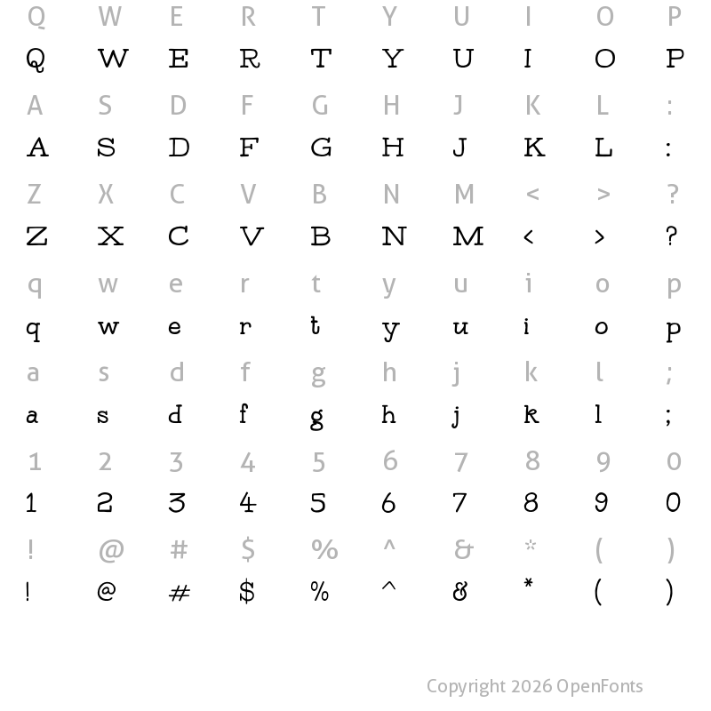 Character Map of Bowler Hand Medium Demo