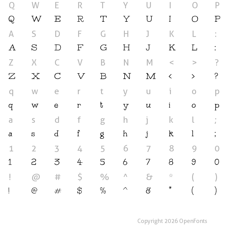 Character Map of Bowler Hand Regular Demo