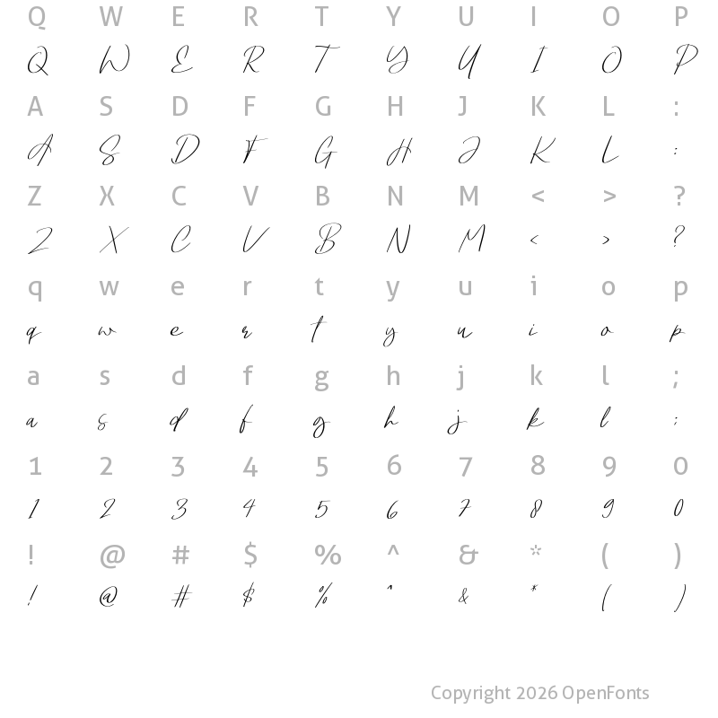 Character Map of Bowthen_Signature Regular