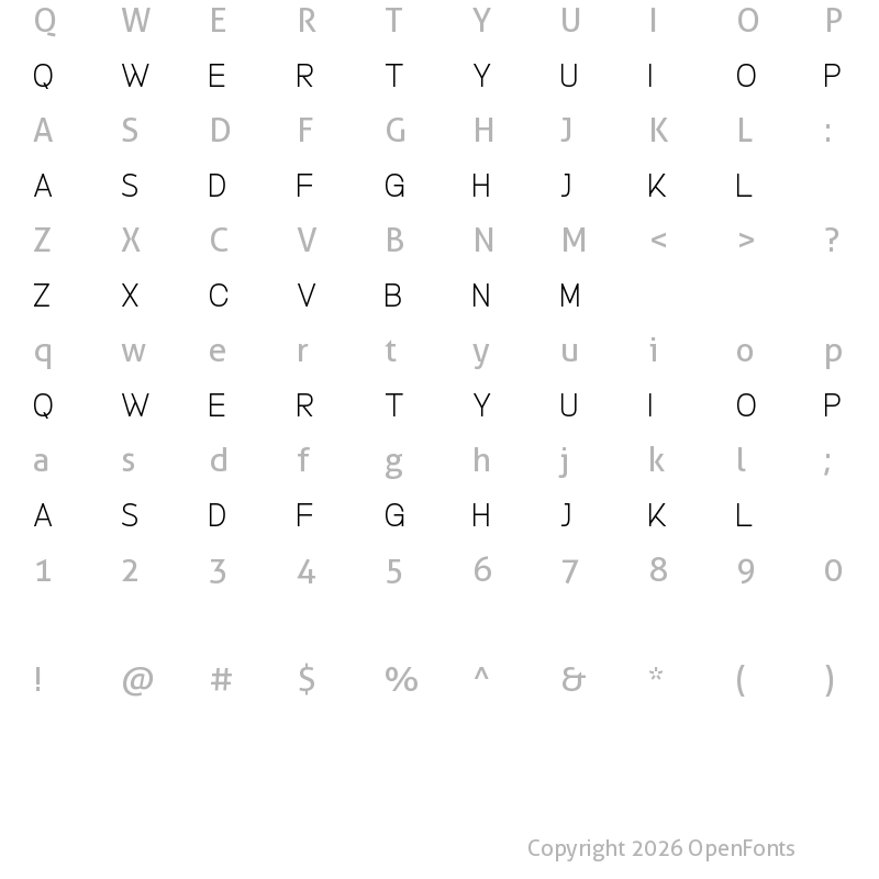Character Map of Boyish Regular