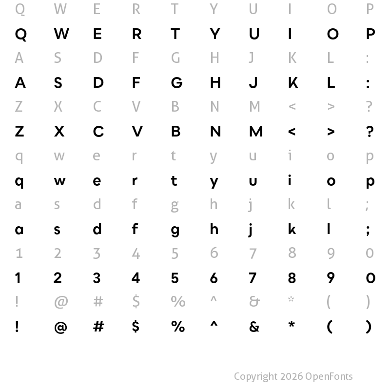 Character Map of Bozon Bold