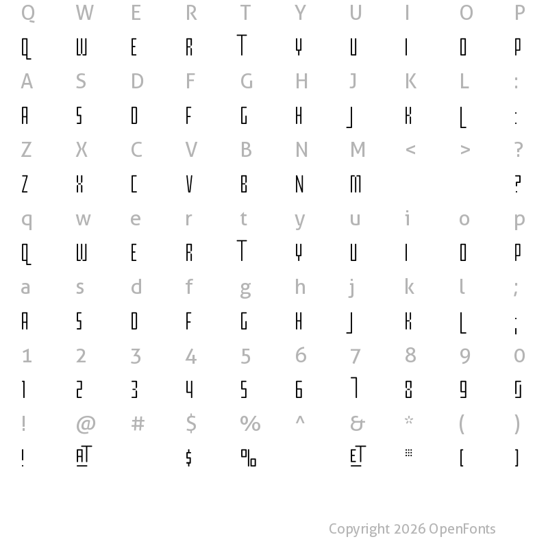 Character Map of BPimperial Light