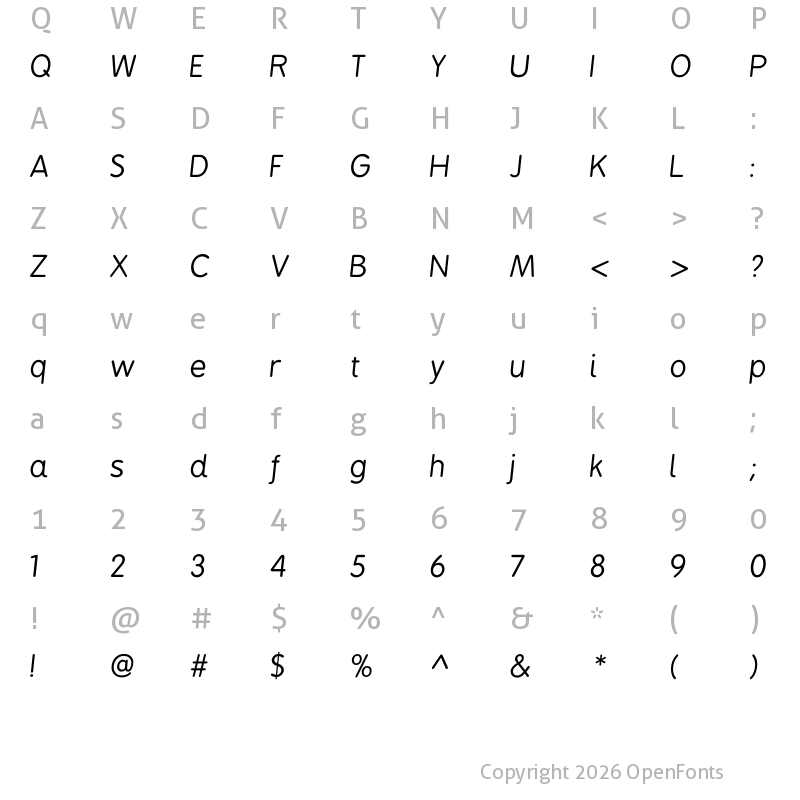 Character Map of BPreplay Italic