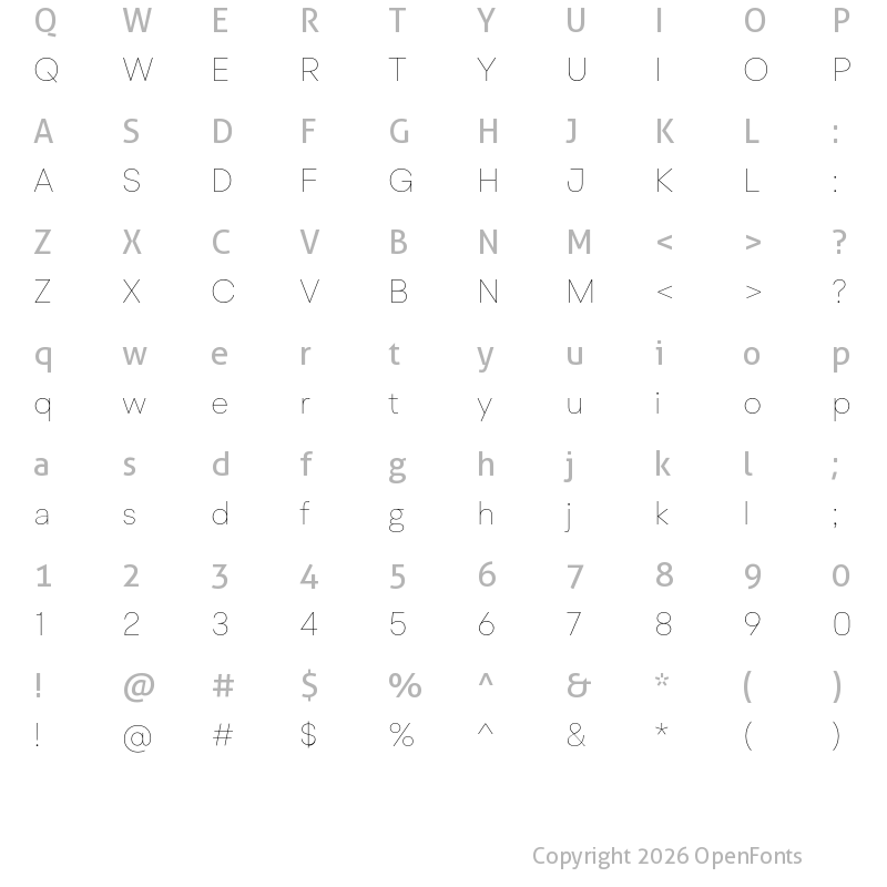 Character Map of BR Hendrix Thin