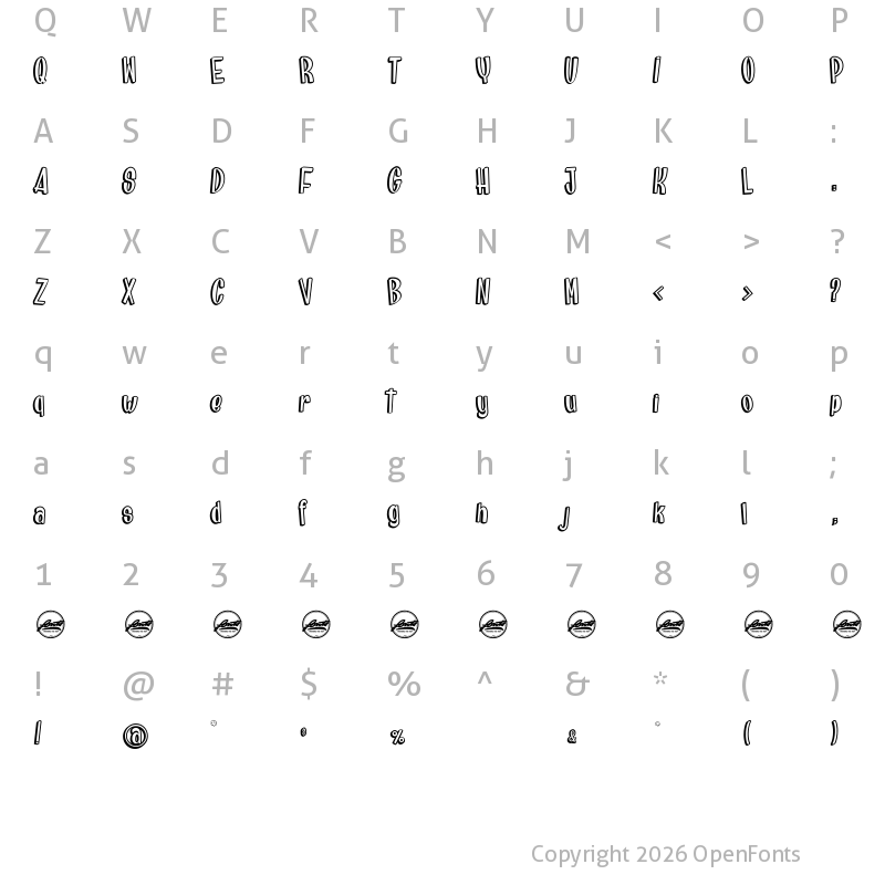 Character Map of Brainfish Rush_PersonalUseOnly Regular