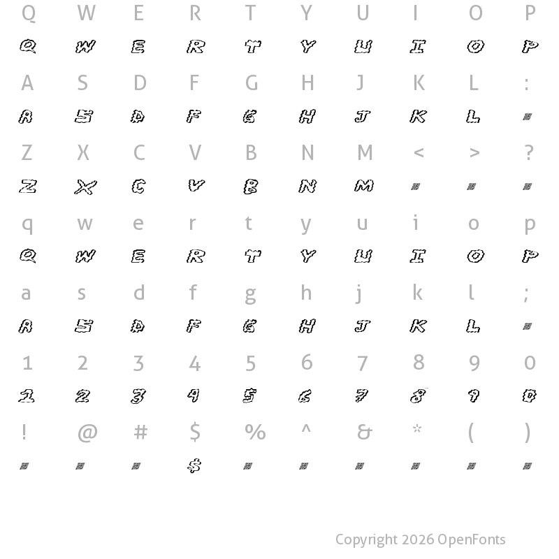 Character Map of BrainWashers Regular