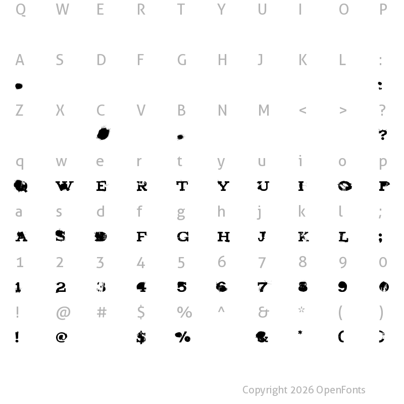 Character Map of brand new burn Regular