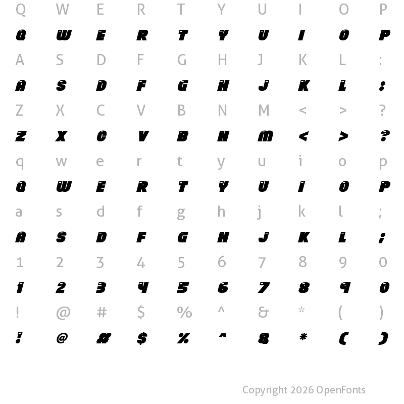 Character Map of Brand New Retro Italic