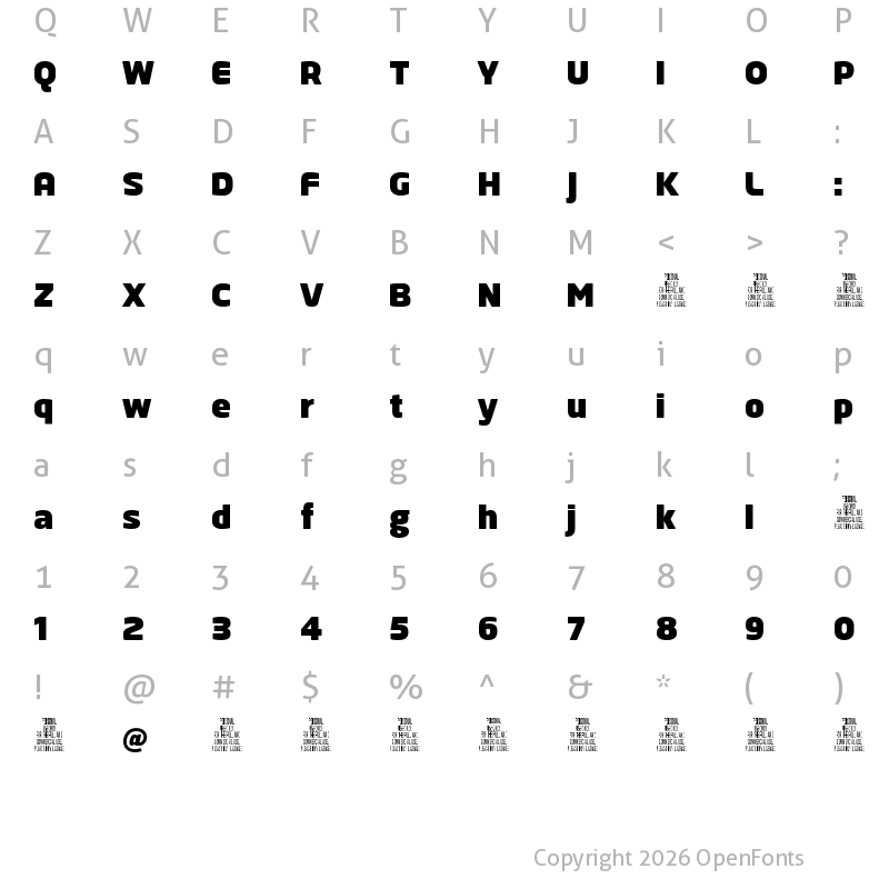 Character Map of Brandan Personal Use Regular
