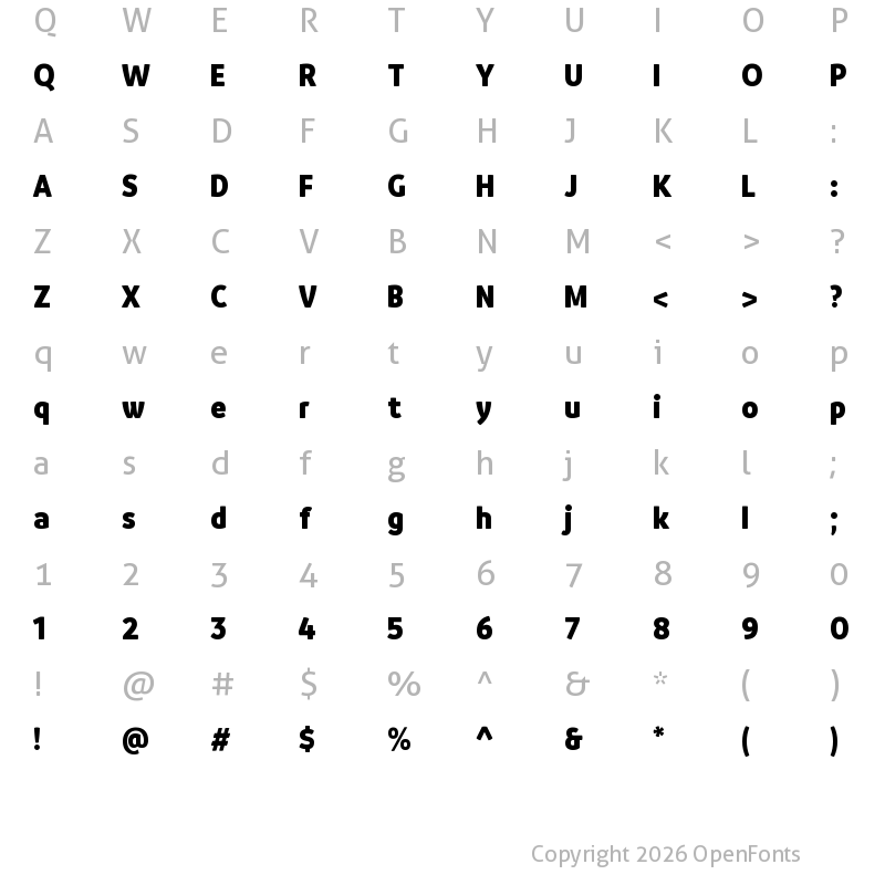 Character Map of Branding SF W05 Black Narrow