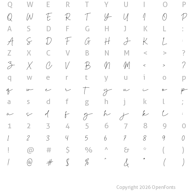 Character Map of Brandise Signature Regular
