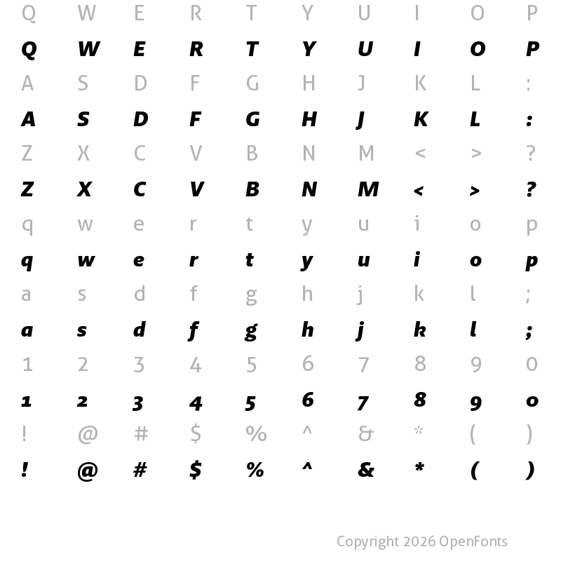 Character Map of Brando Sans Black Italic