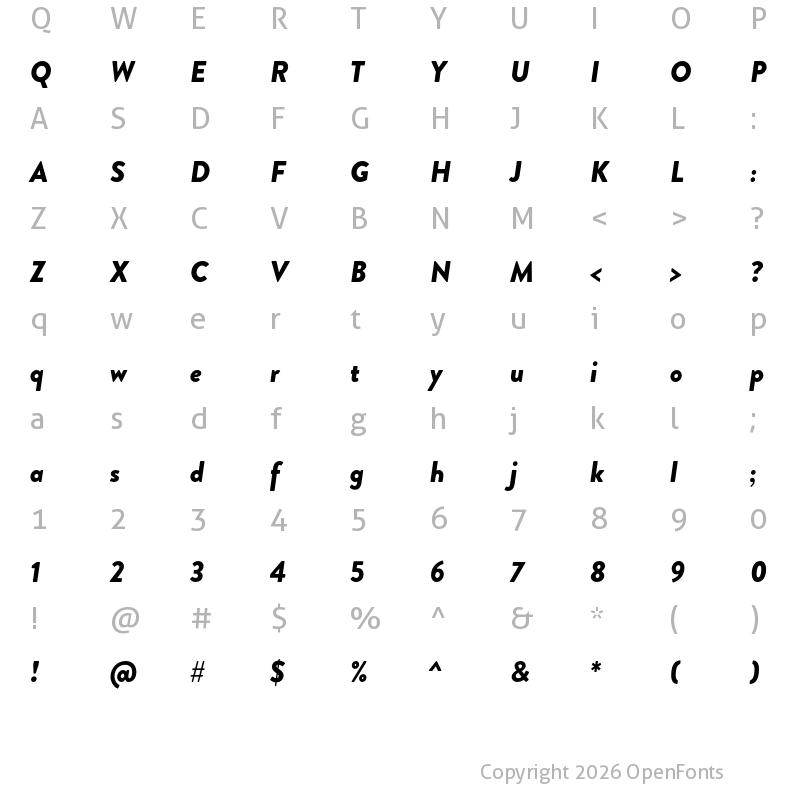 Character Map of Brandon Grotesque Black Italic