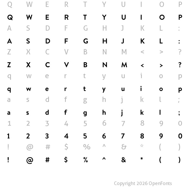 Character Map of Brandon Grotesque KIDS Bold