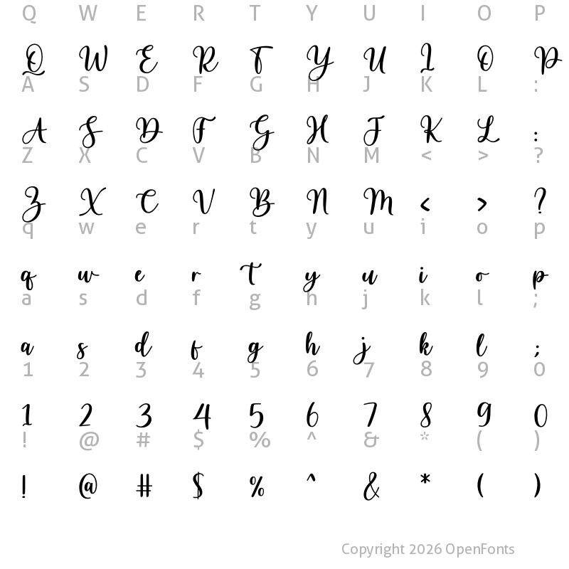 Character Map of Brasilia Delight Regular