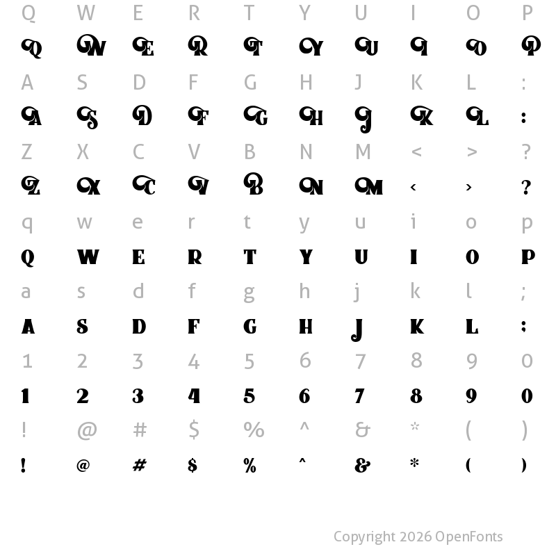 Character Map of Braton Composer Regular