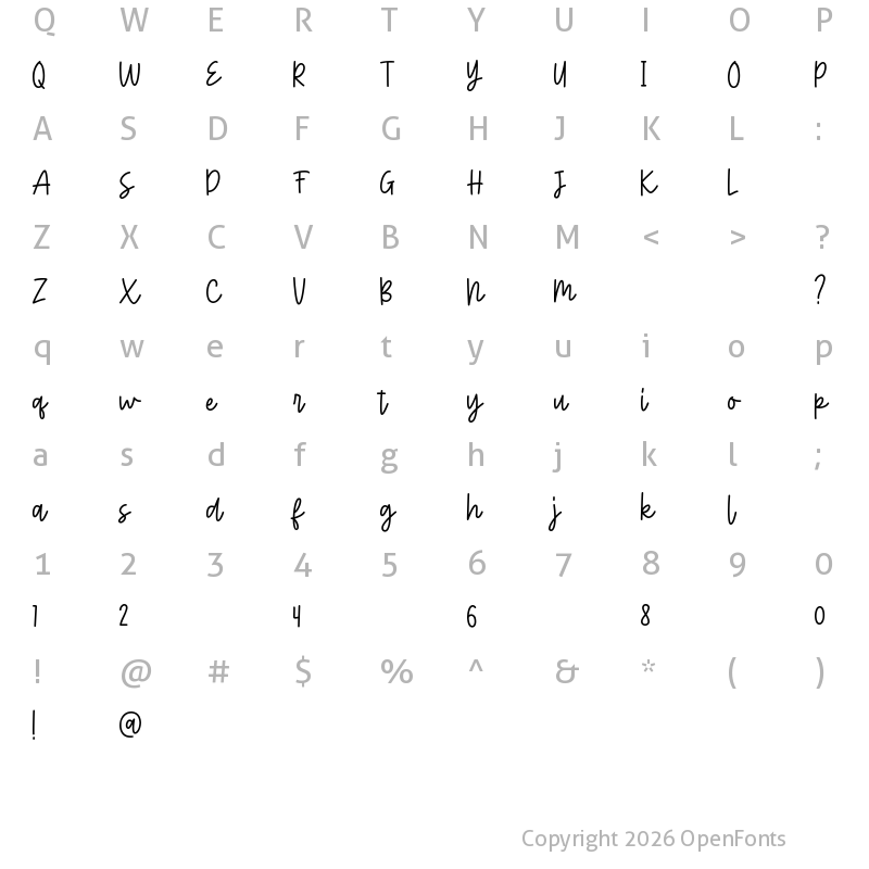 Character Map of Bratterly Regular