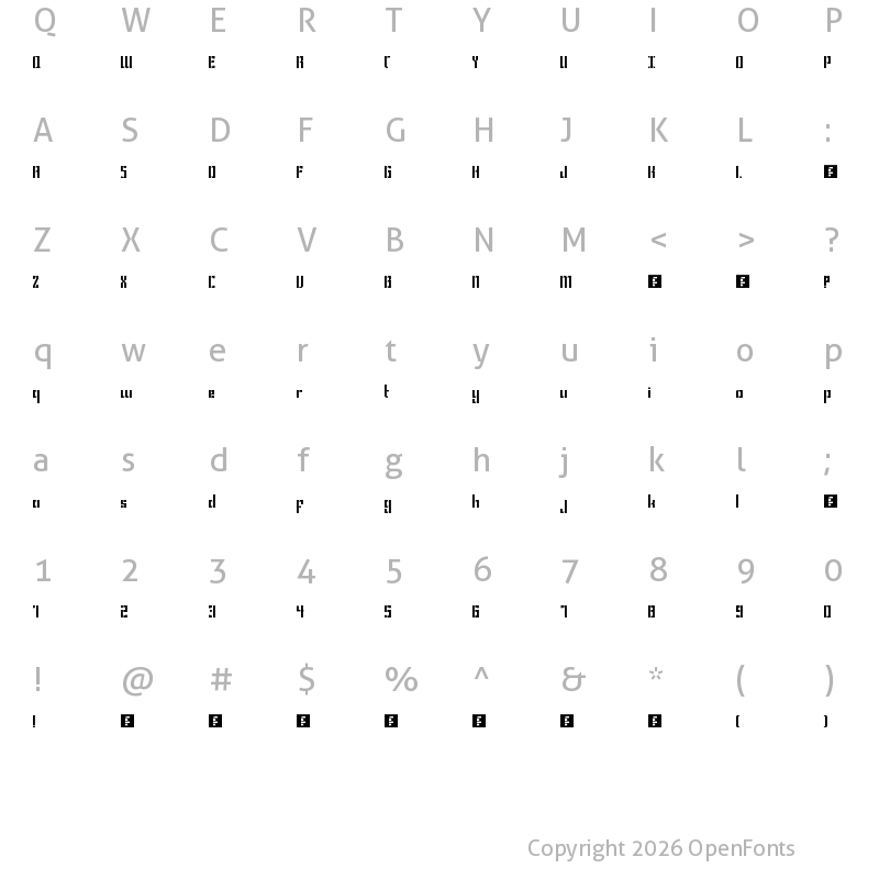 Character Map of Bravado Spaced Regular