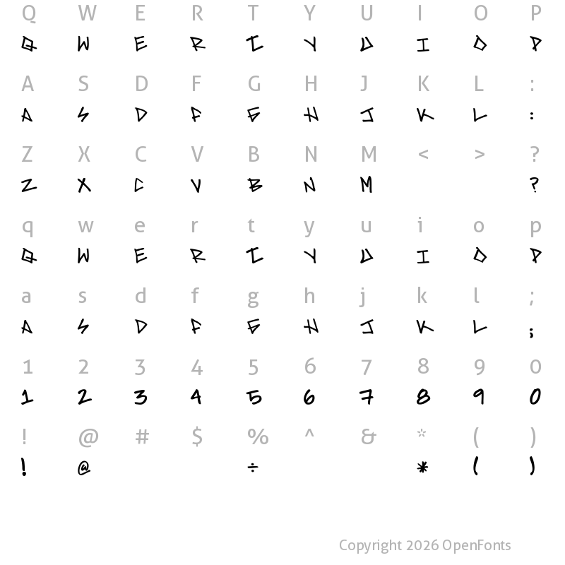 Character Map of Brave Regular