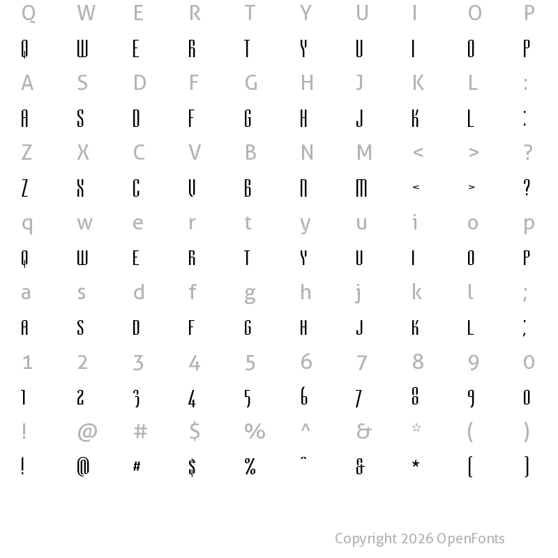 Character Map of Bravo ND  DropCaps Condensed
