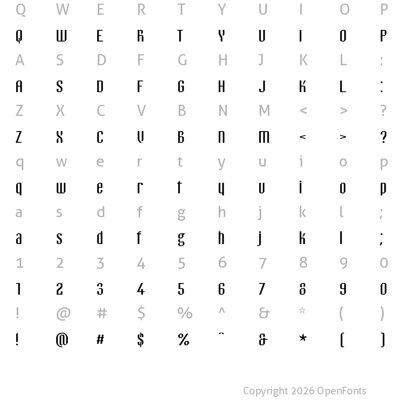 Character Map of Bravo ND Regular