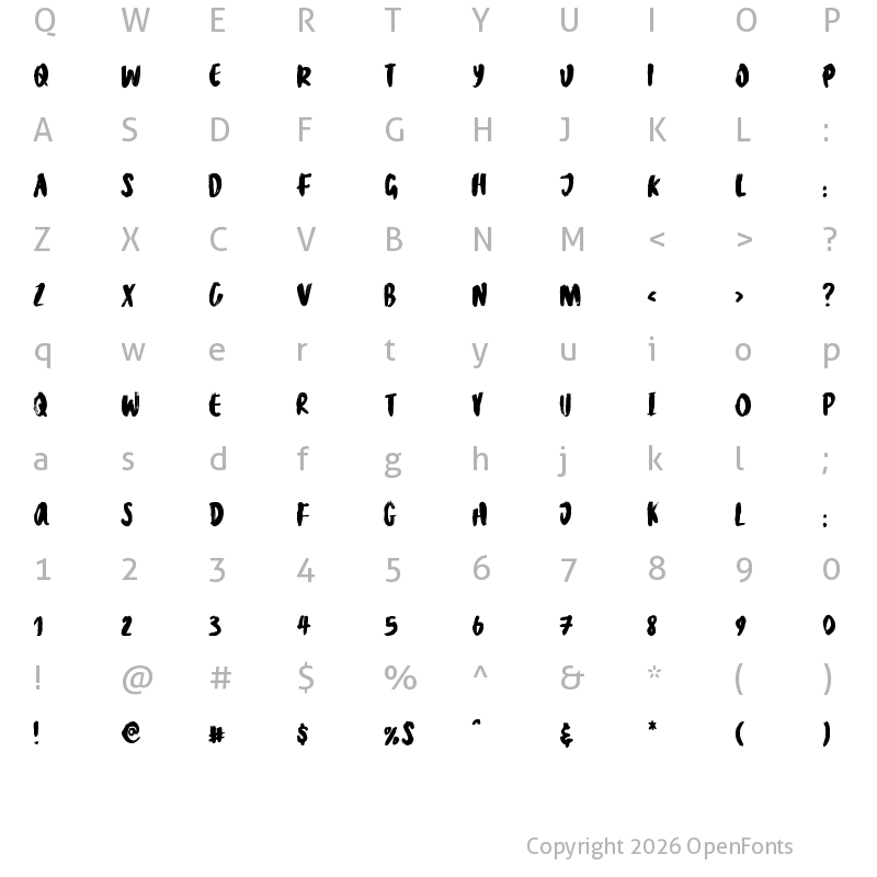 Character Map of Bravura Stumpy