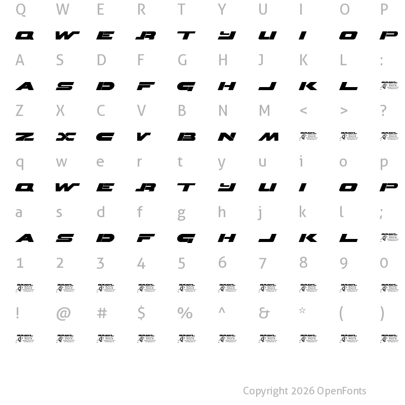 Character Map of Brawl Regular