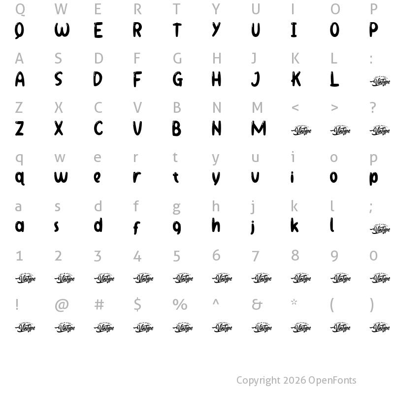 Character Map of Bread Coffee Demo Regular