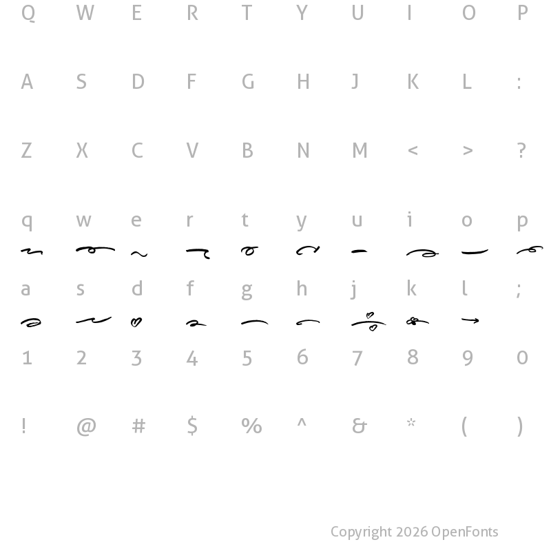 Character Map of Break Dance Extras Regular