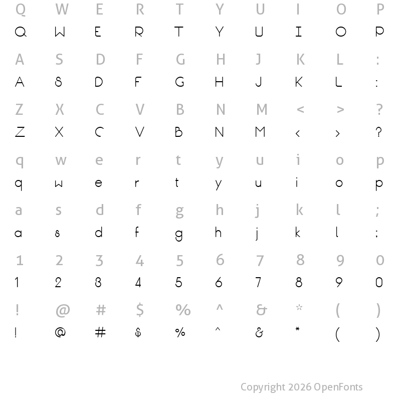 Character Map of Break Fill SemiBold