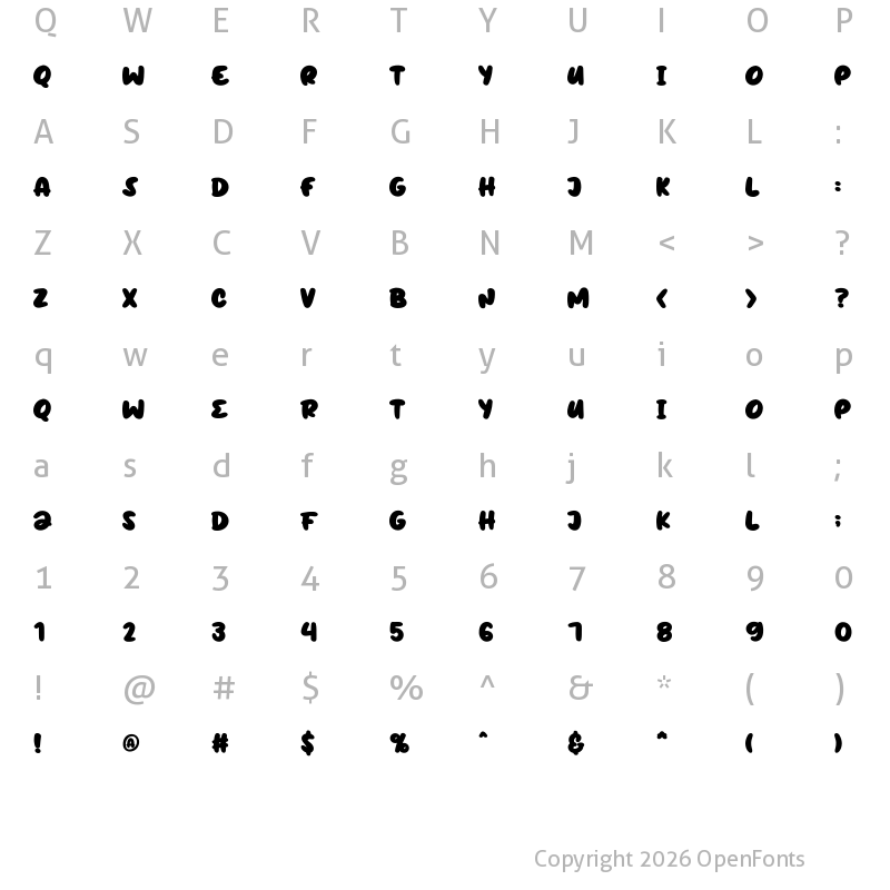 Character Map of Break Snooze Regular