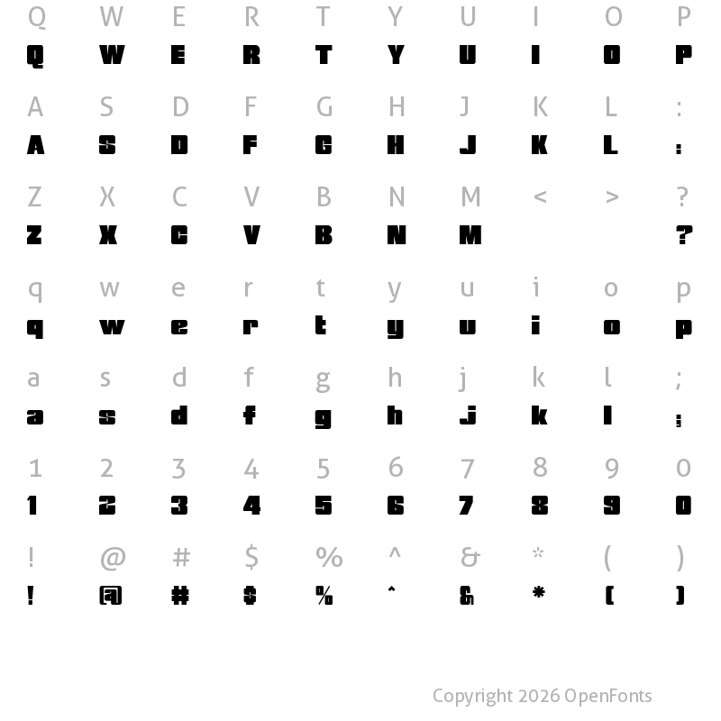 Character Map of Breakaway Regular
