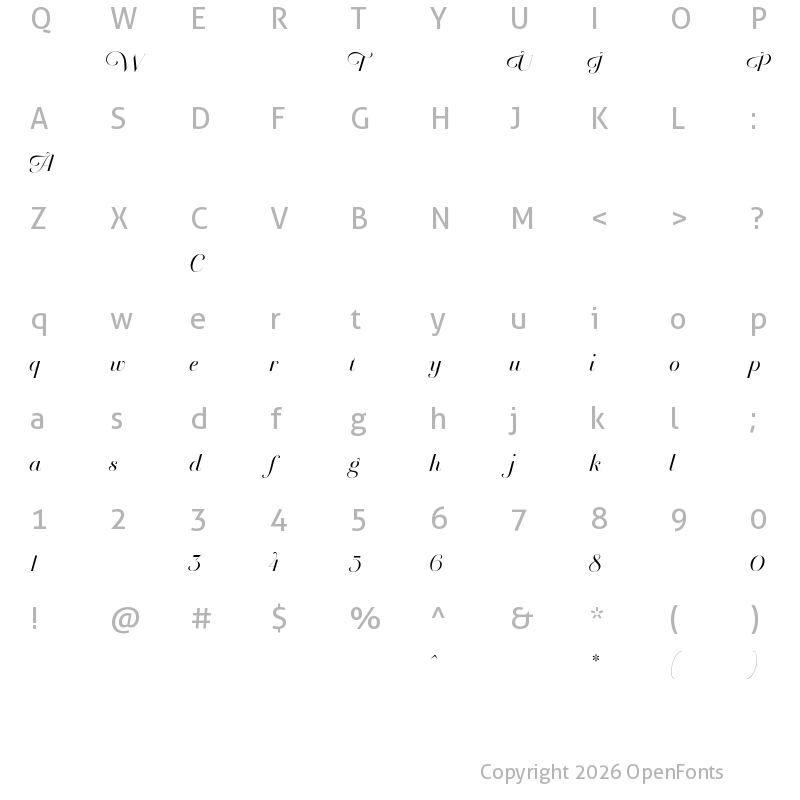 Character Map of BreatheNeue ?