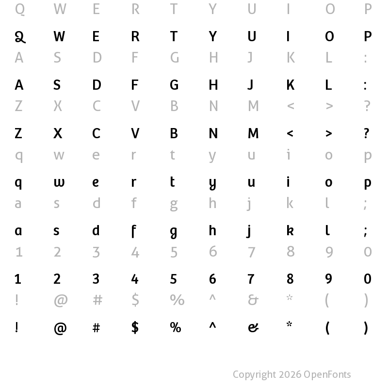 Character Map of Bree GRK var Regular