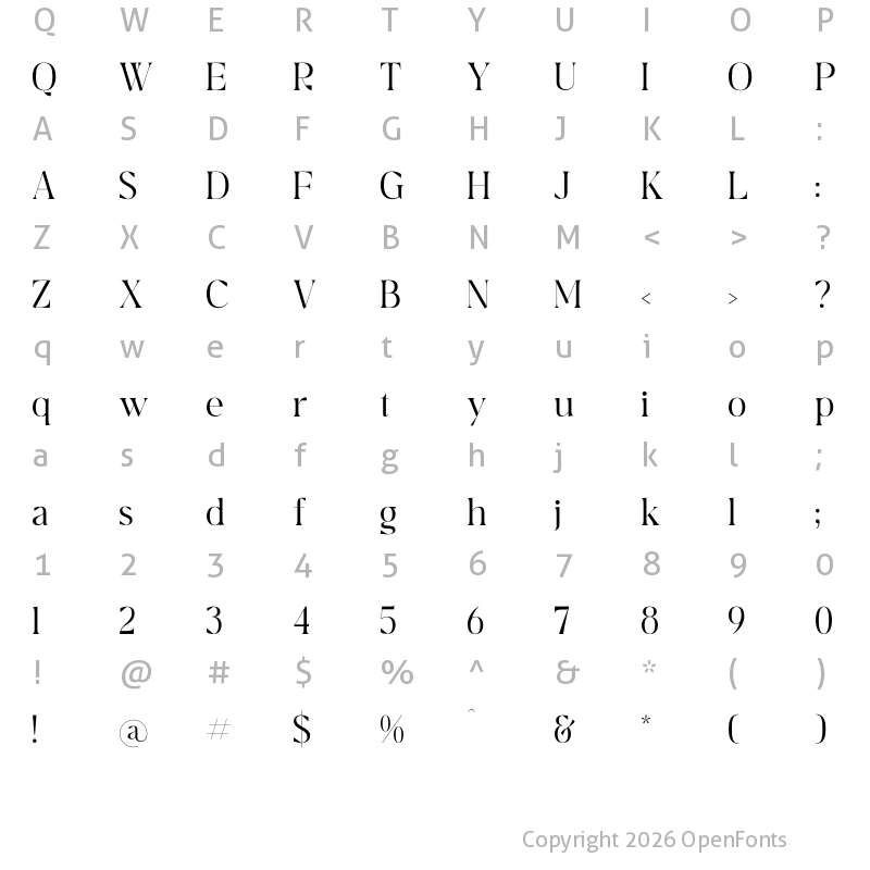 Character Map of Breilga Regular